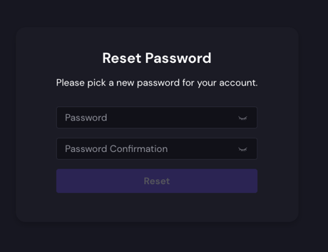 Reset PW_enter pw twice