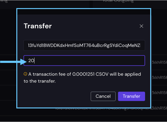 Transfer box_ amount arrow